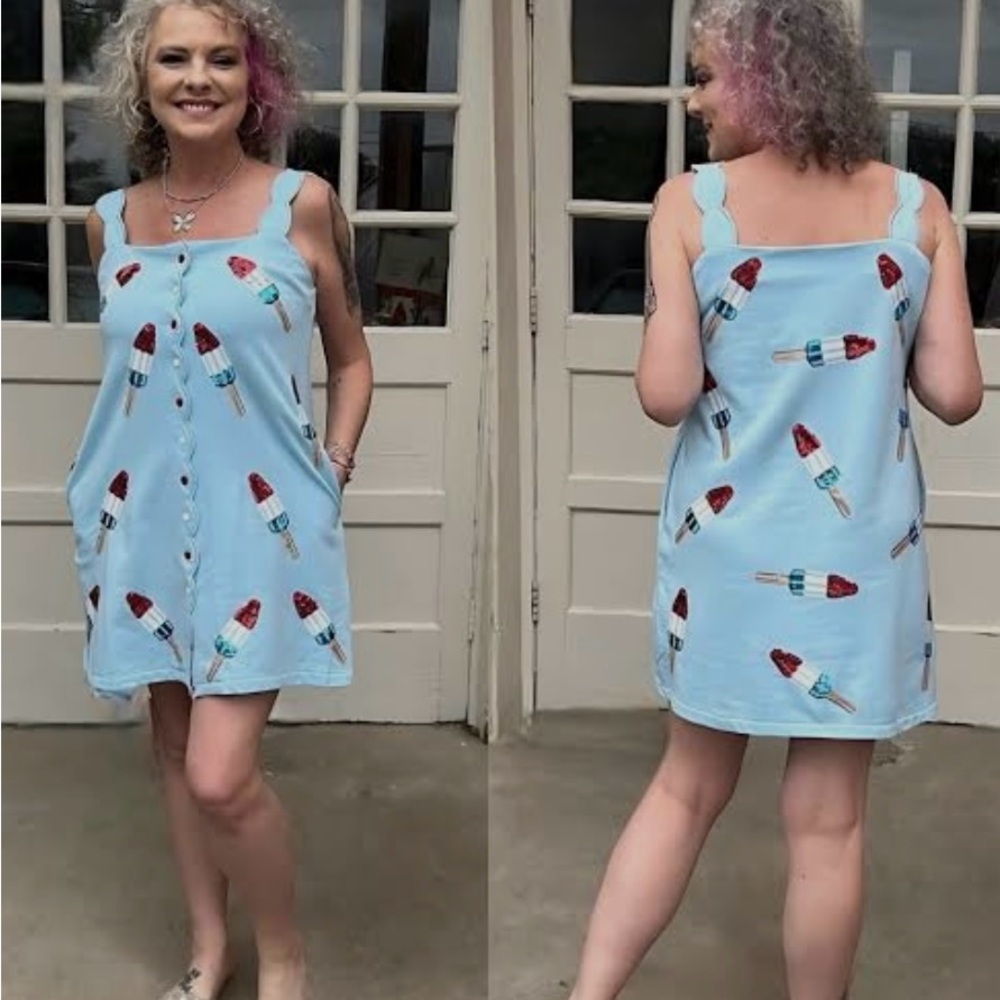 QUEEN OF SPARKLES Light Blue Popsicle Mini Dress - Picture 4 of 4